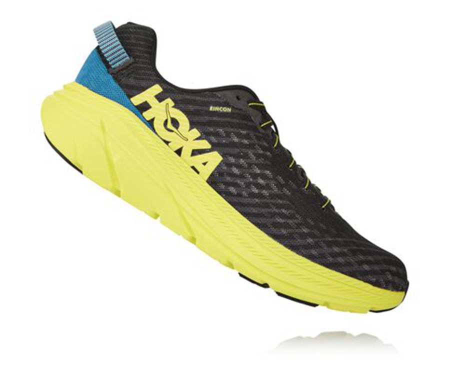 Running Shoes Mens - Hoka One One Rincon - Black/Green - CAYRBUQ-60